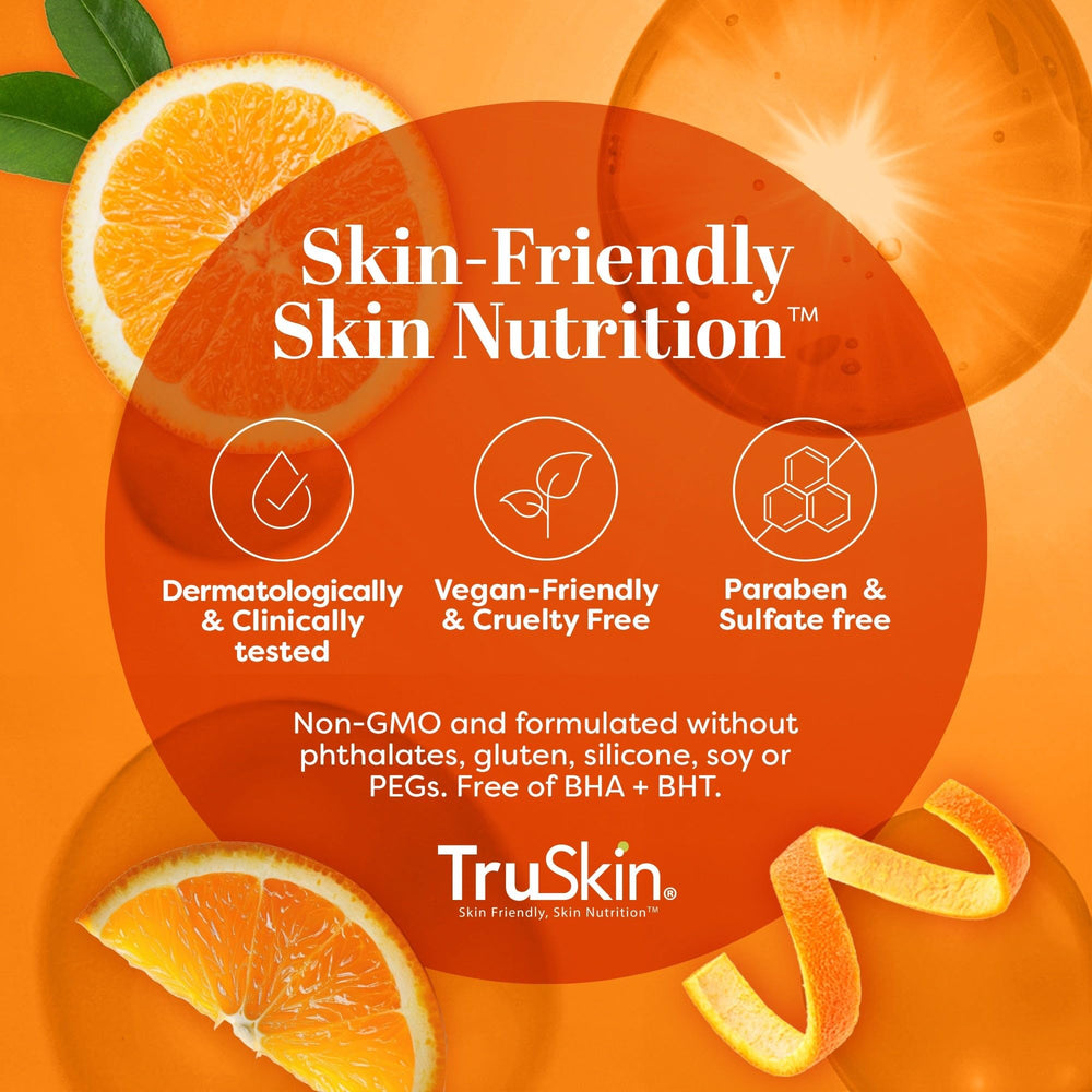 TruSkin Naturals Vitamin C Serum morning routine scene suggests daily use for brighter skin.