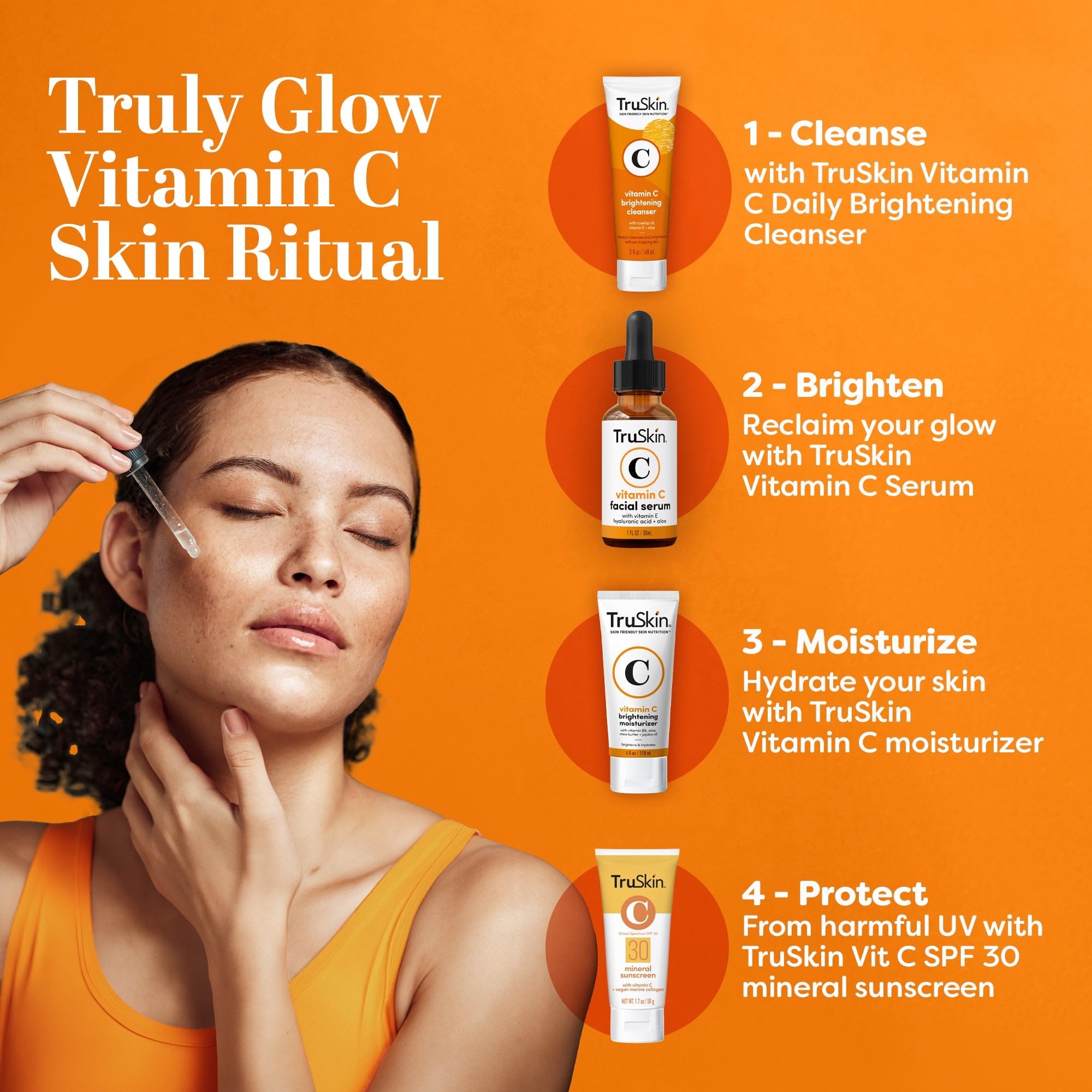 TruSkin Naturals Vitamin C Serum USA-made packaging emphasizes quality and freshness.