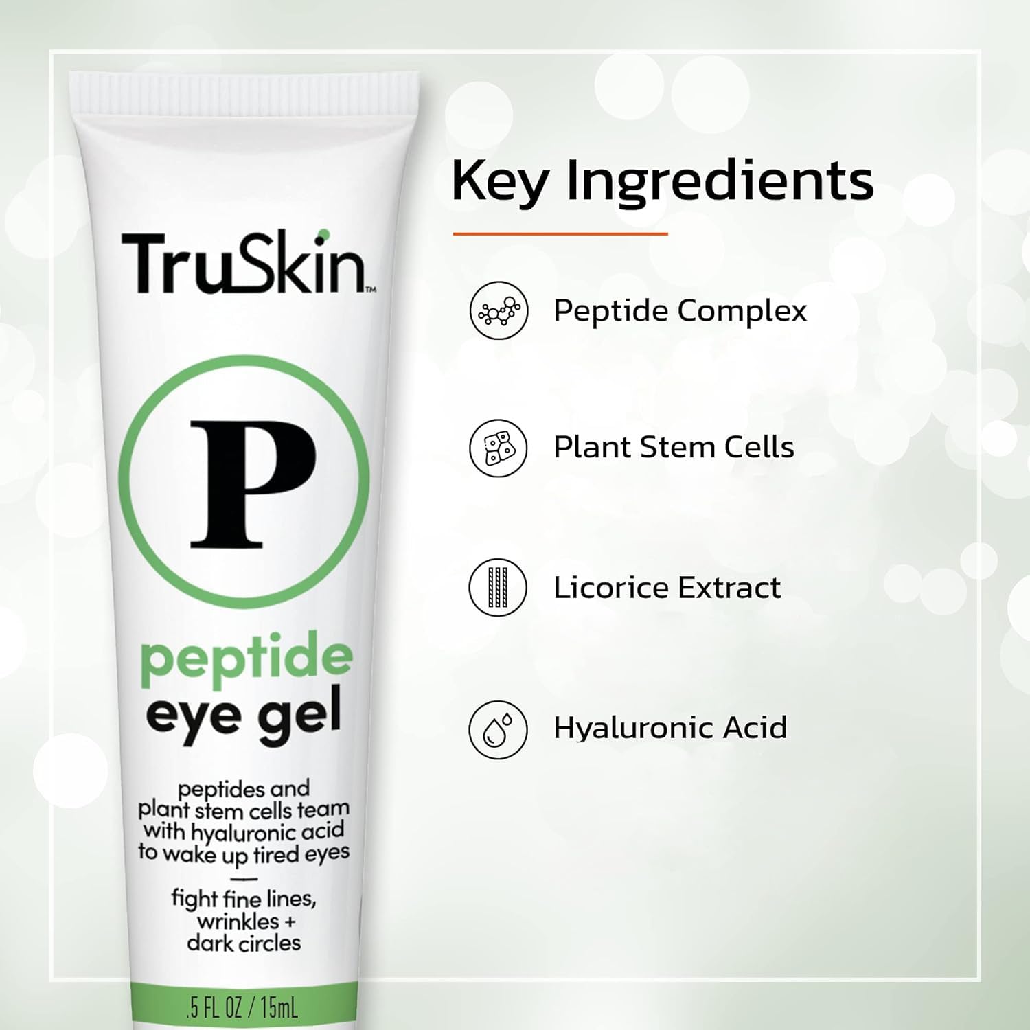 TruSkin Peptide Eye Gel under the eye area promises brightening and smoothing potential.