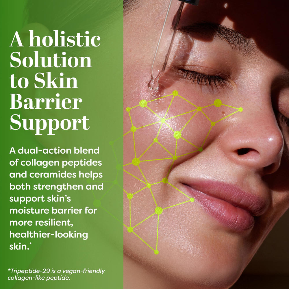 TruSkin Pro Collagen Serum on skin illustrating quick absorption and hydration