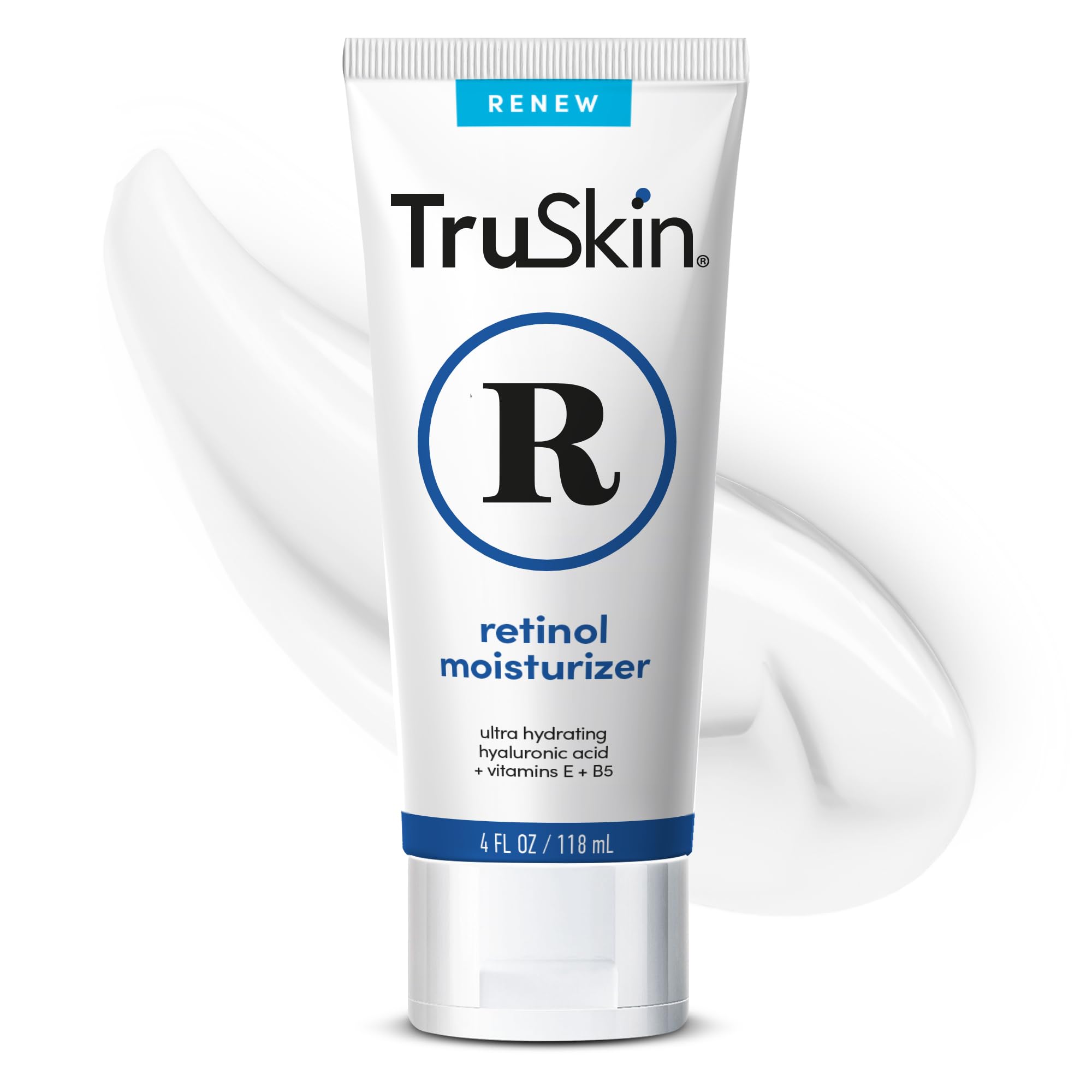 TruSkin Retinol Face Moisturizer bottle close-up highlighting creamy hydration