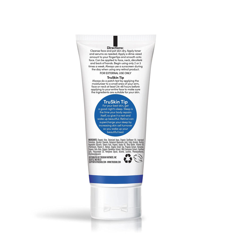TruSkin retinol face moisturizer texture-swatch shows creamy, hydrating consistency.