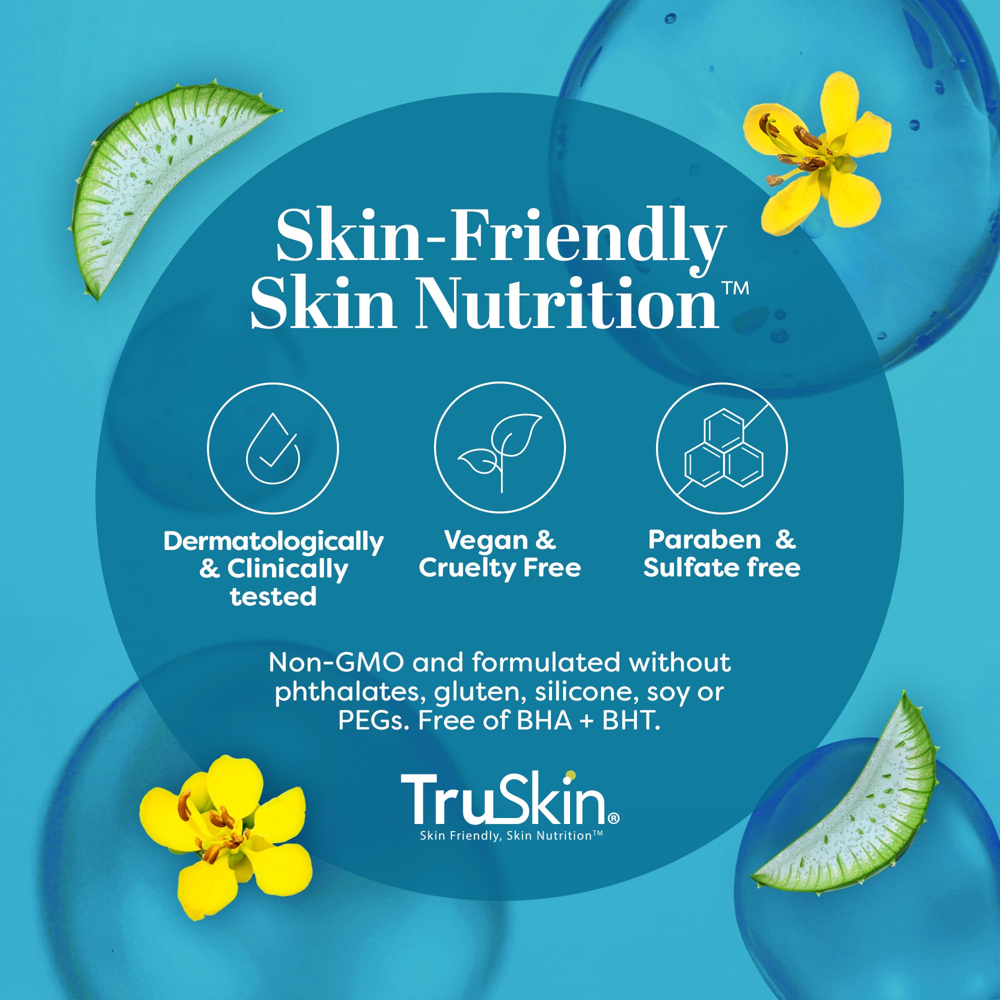 TruSkin serum ingredients with vitamin C, green tea and aloe for soothing glow