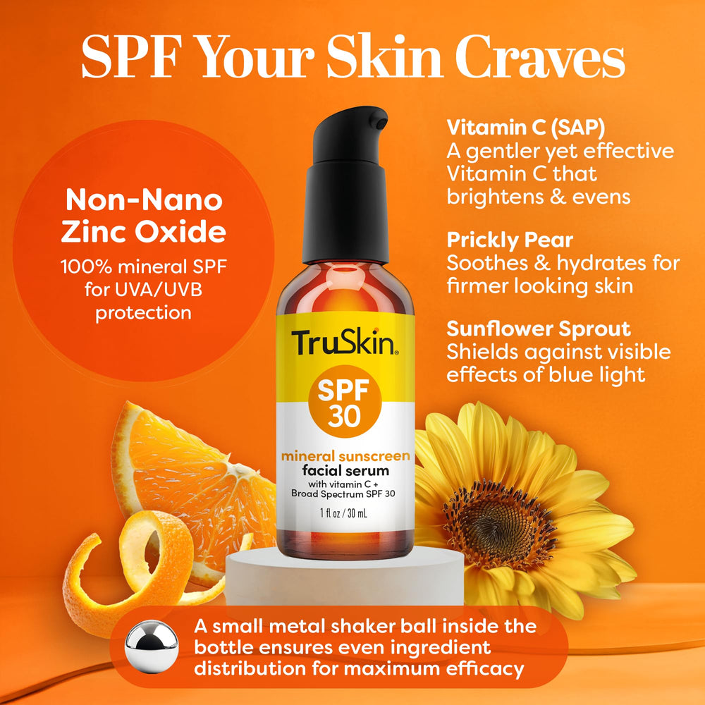 TruSkin Sunscreen Serum ceramides texture closeup suggests barrier support