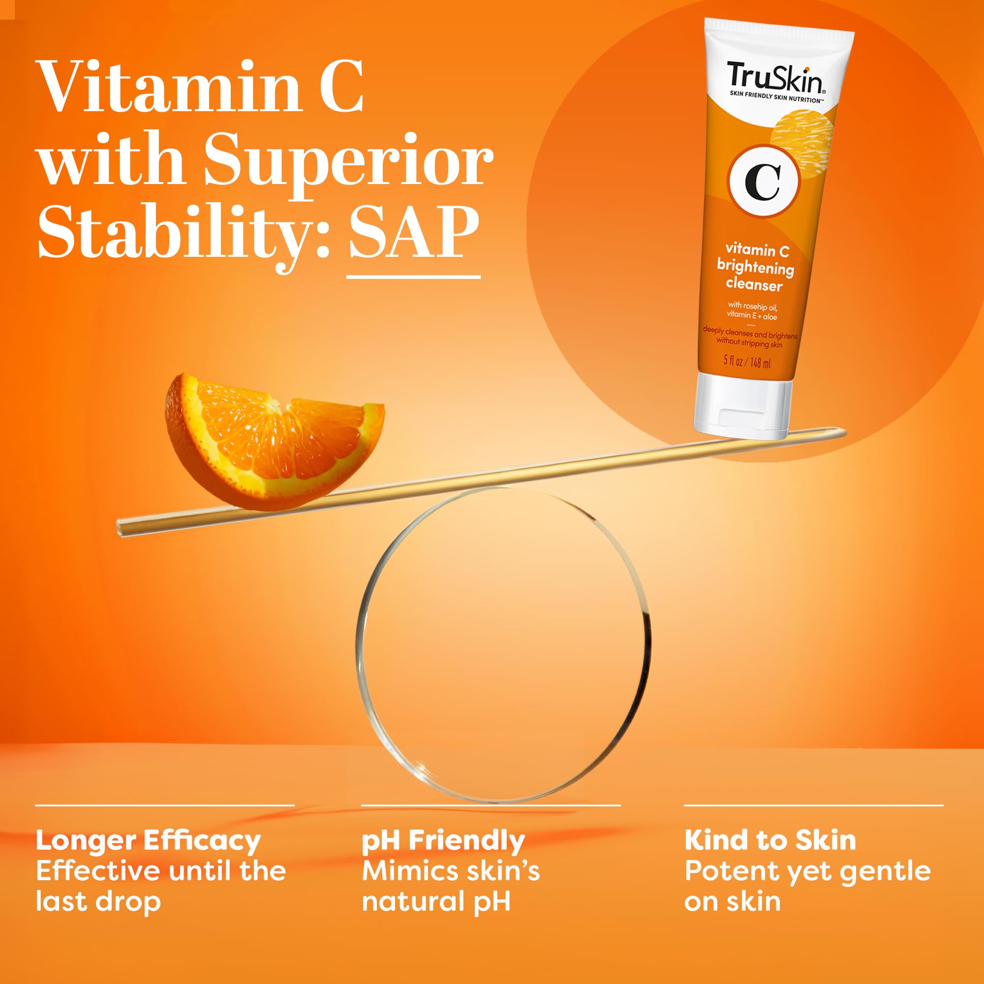 TruSkin Vitamin C Cleanser close-up after use showing radiance.