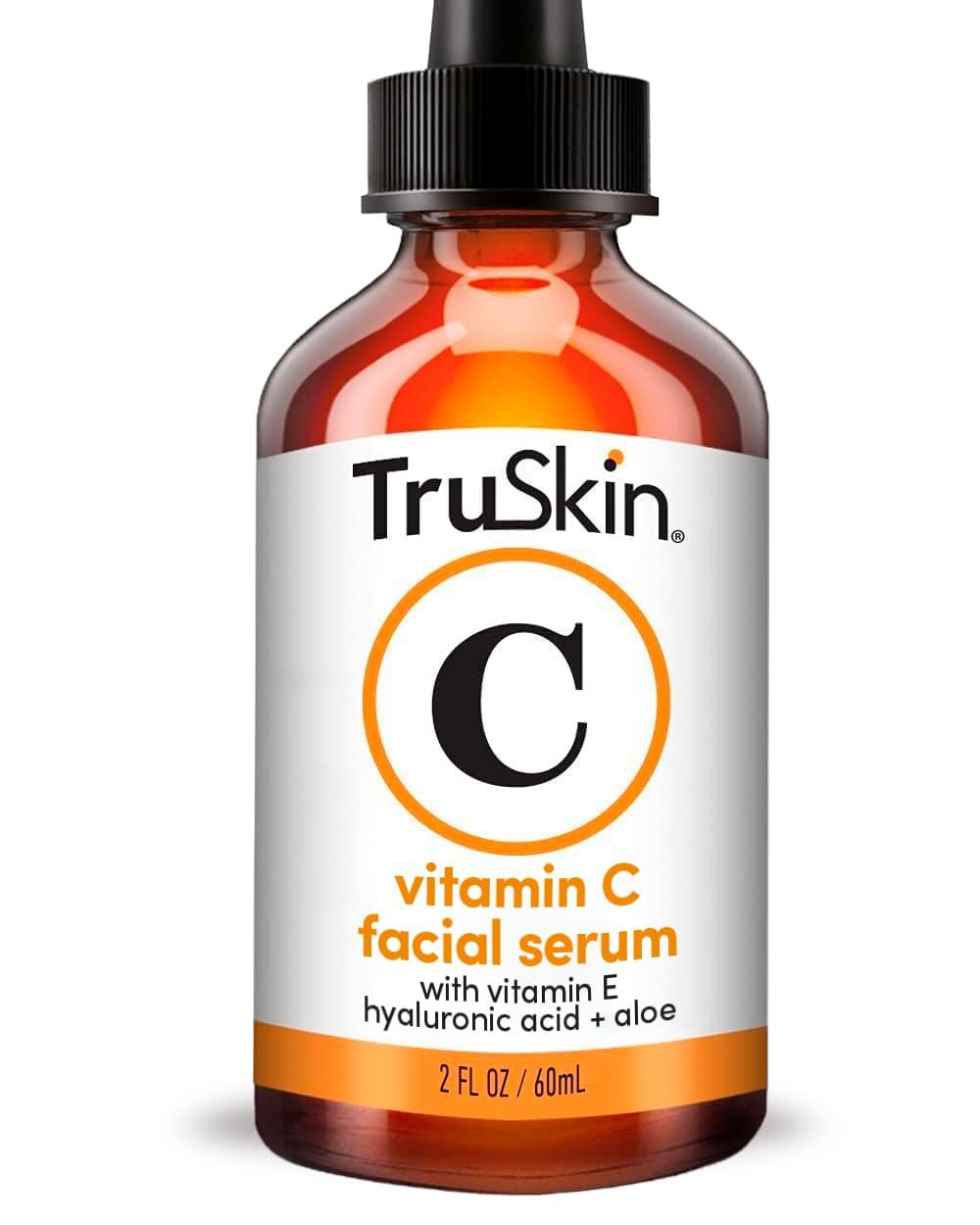 TruSkin Vitamin C Serum bottle with dropper promoting brighter skin look