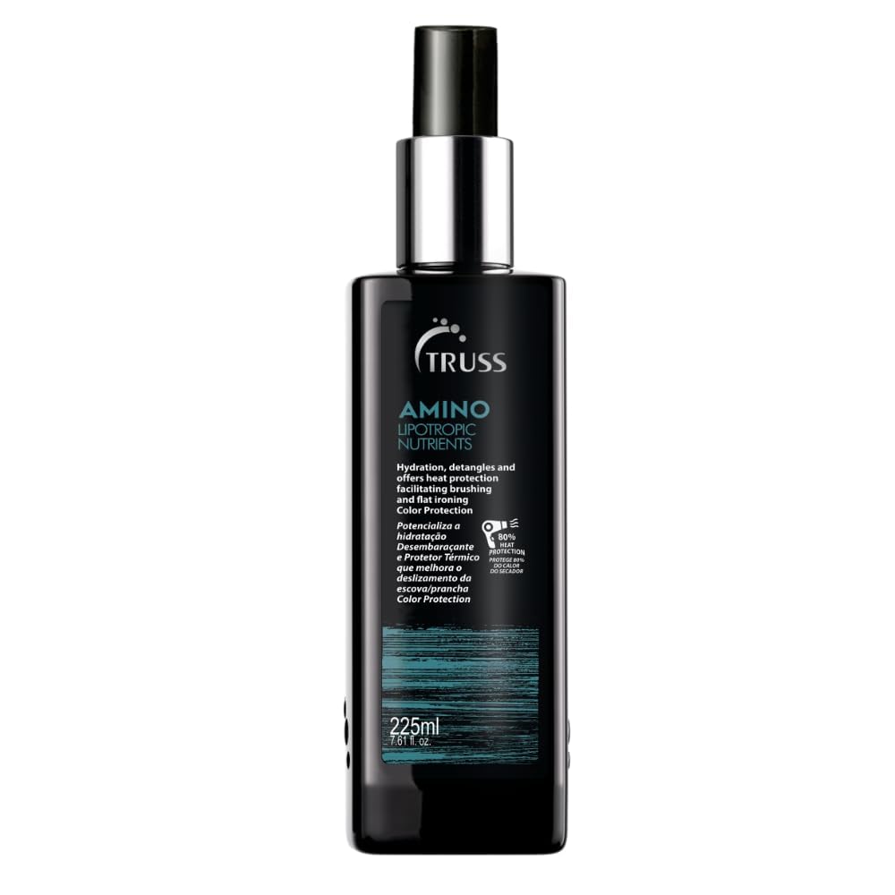 TRUSS Amino Heat Protection Spray bottle front highlights lightweight hydration and frizz control.