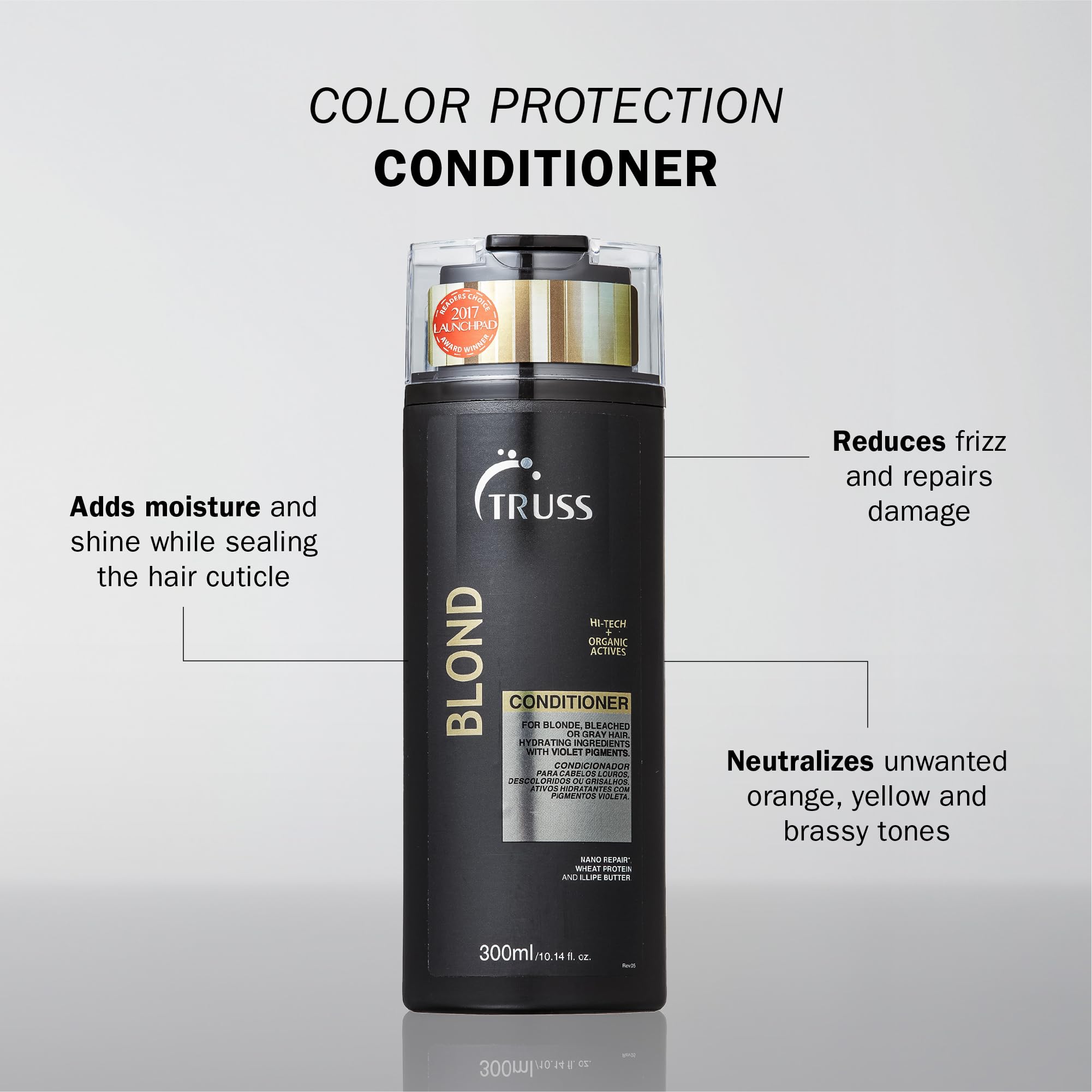 TRUSS Blond Conditioner violet jar closeup shows rich formula for toning.