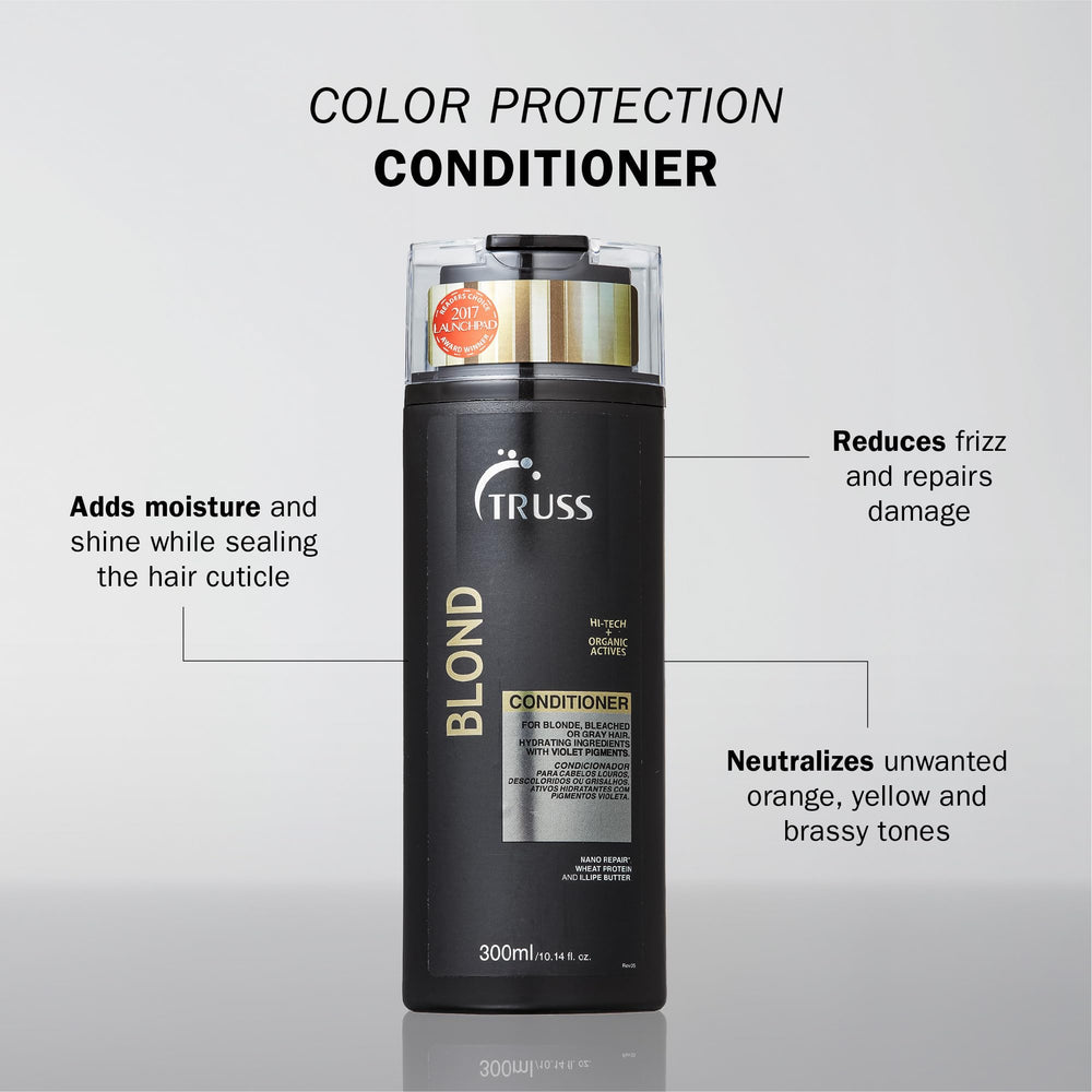 TRUSS Blond Conditioner violet jar closeup shows rich formula for toning.
