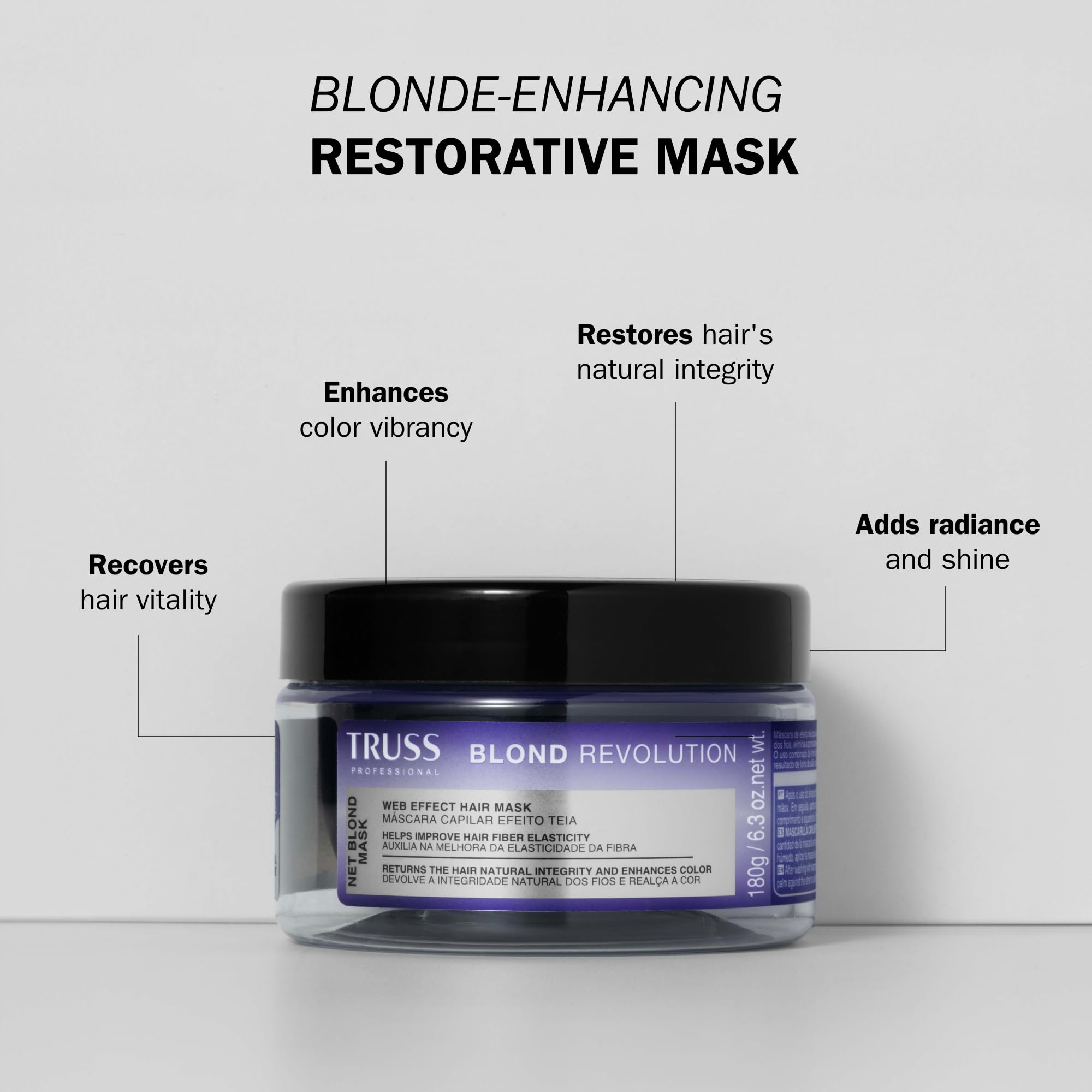 TRUSS Blond Revolution application on hair demonstrates conditioning for vibrant blondes.