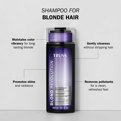 TRUSS Blond Revolution bottle side with color protection claim for color-treated hair.