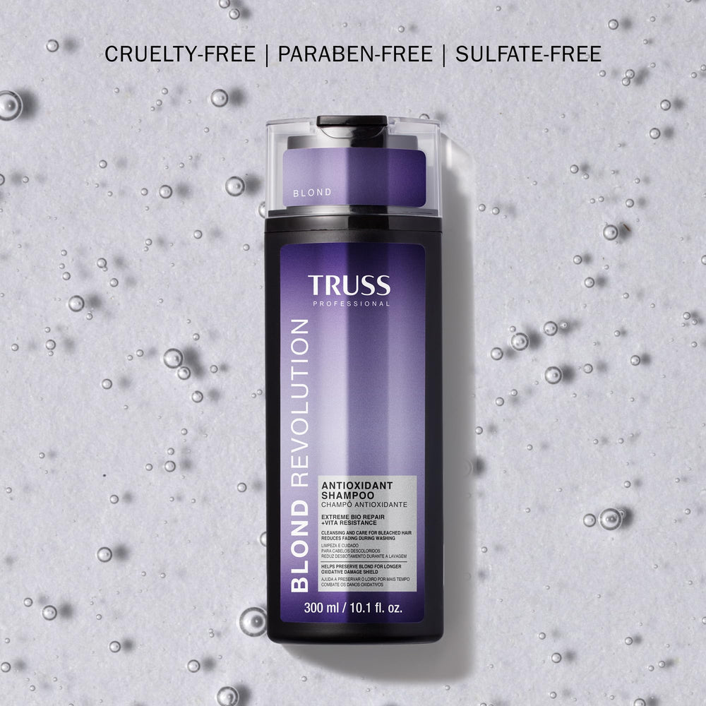 TRUSS Blond Revolution ingredients panel view emphasizing color-protecting ingredients.
