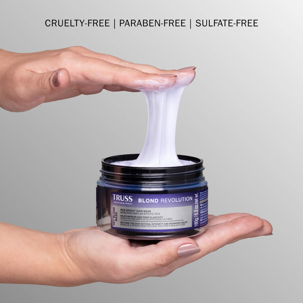 TRUSS Blond Revolution shine finish image suggests healthy, luminous blonde results.