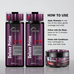 TRUSS Deluxe Prime Plus+ Shampoo lather-application image signals salon-quality nourishment