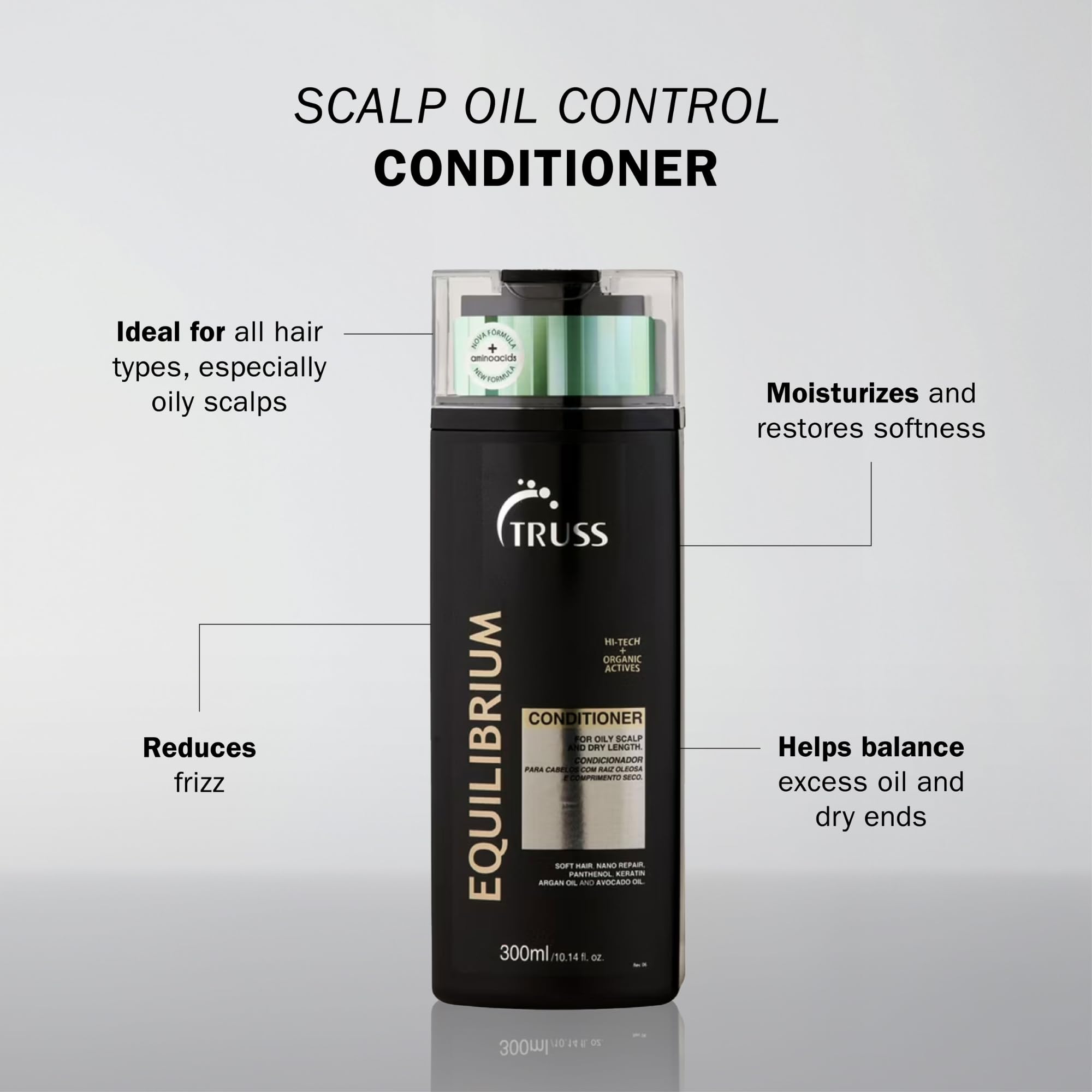 TRUSS Equilibrium hair ends softness close-up illustrating lightweight non-greasy feel