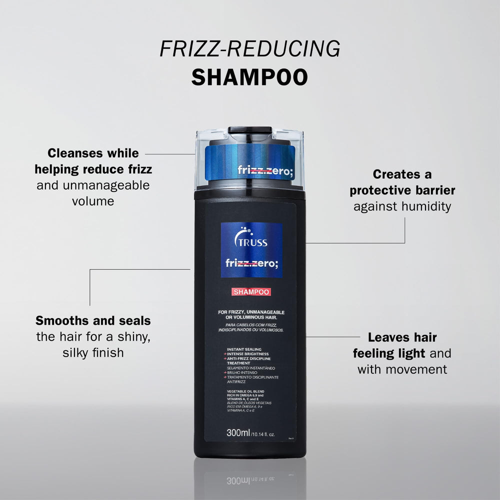 TRUSS Frizz Zero Shampoo foam lather demonstrates cleansing that leaves hair manageable