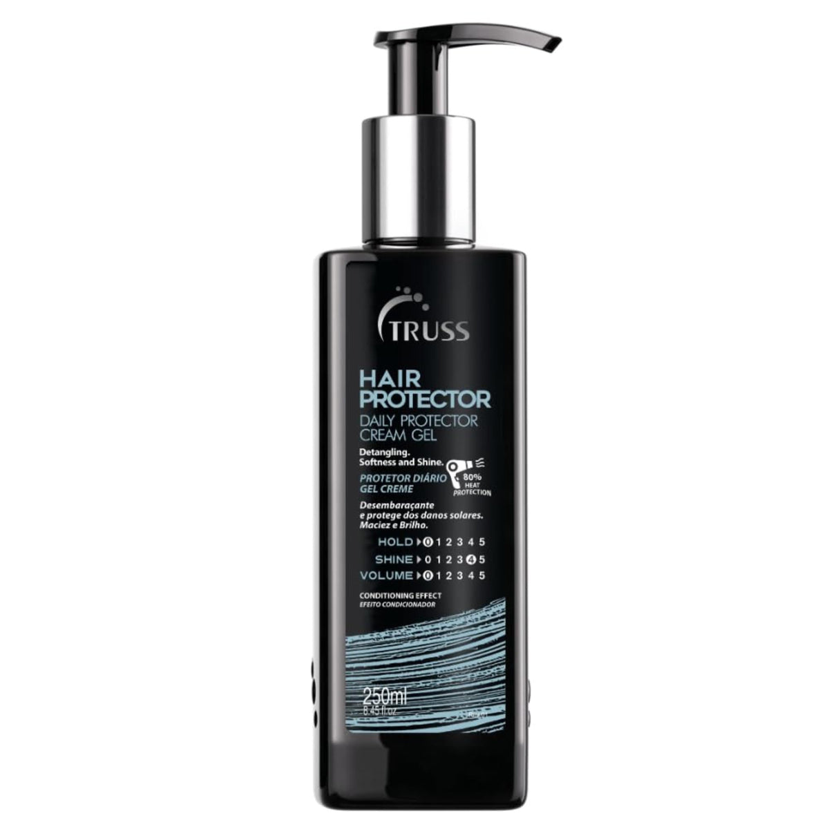 TRUSS Hair Protector bottle front shows heat protection for quick styling