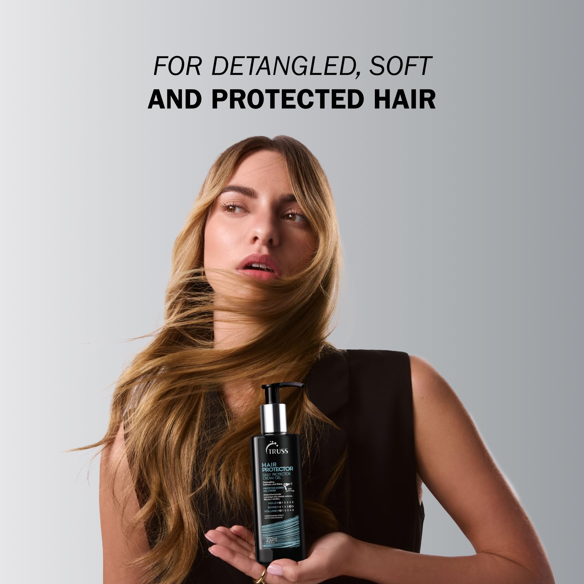TRUSS Hair Protector hair application shows even distribution for frizz control