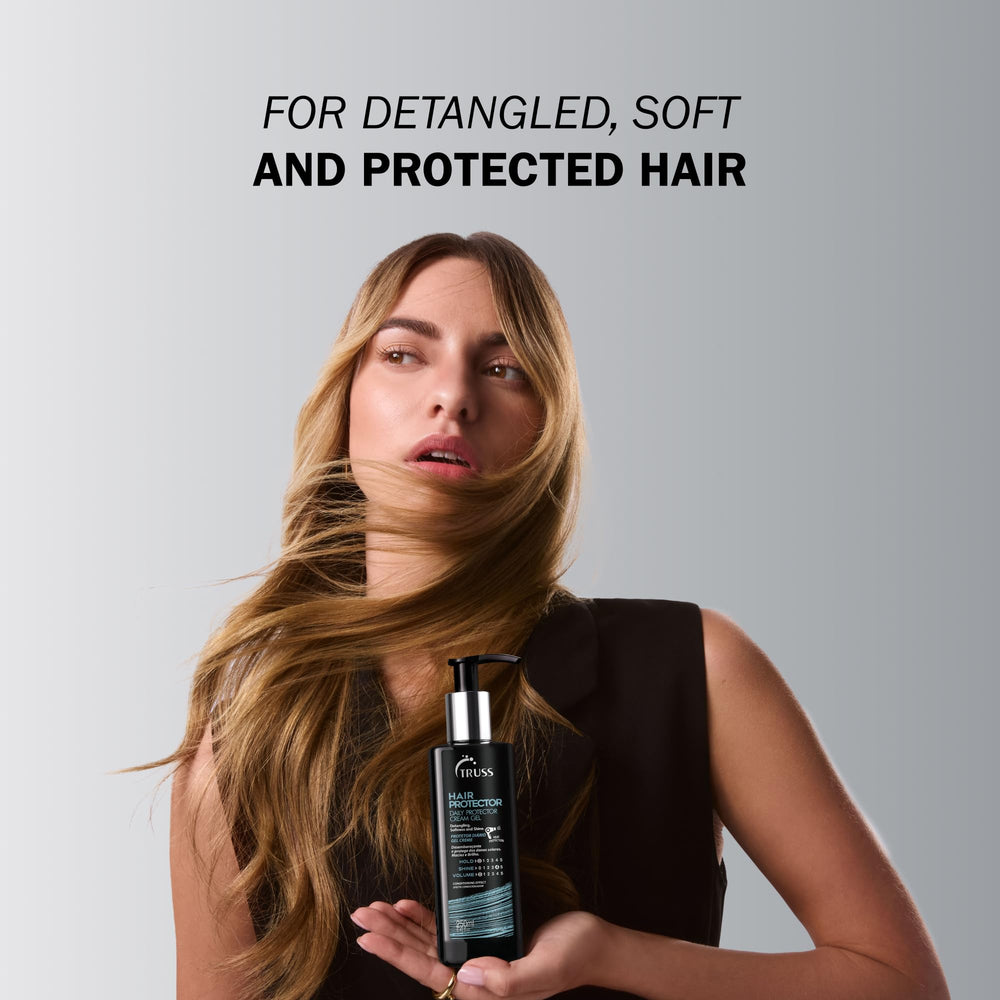 TRUSS Hair Protector hair application shows even distribution for frizz control