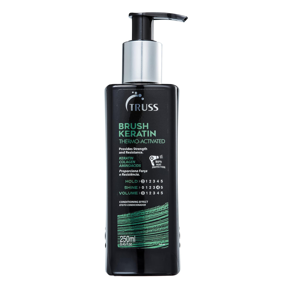 TRUSS Keratin Hair Treatment bottle; heat-protecting leave-in formula for moisture