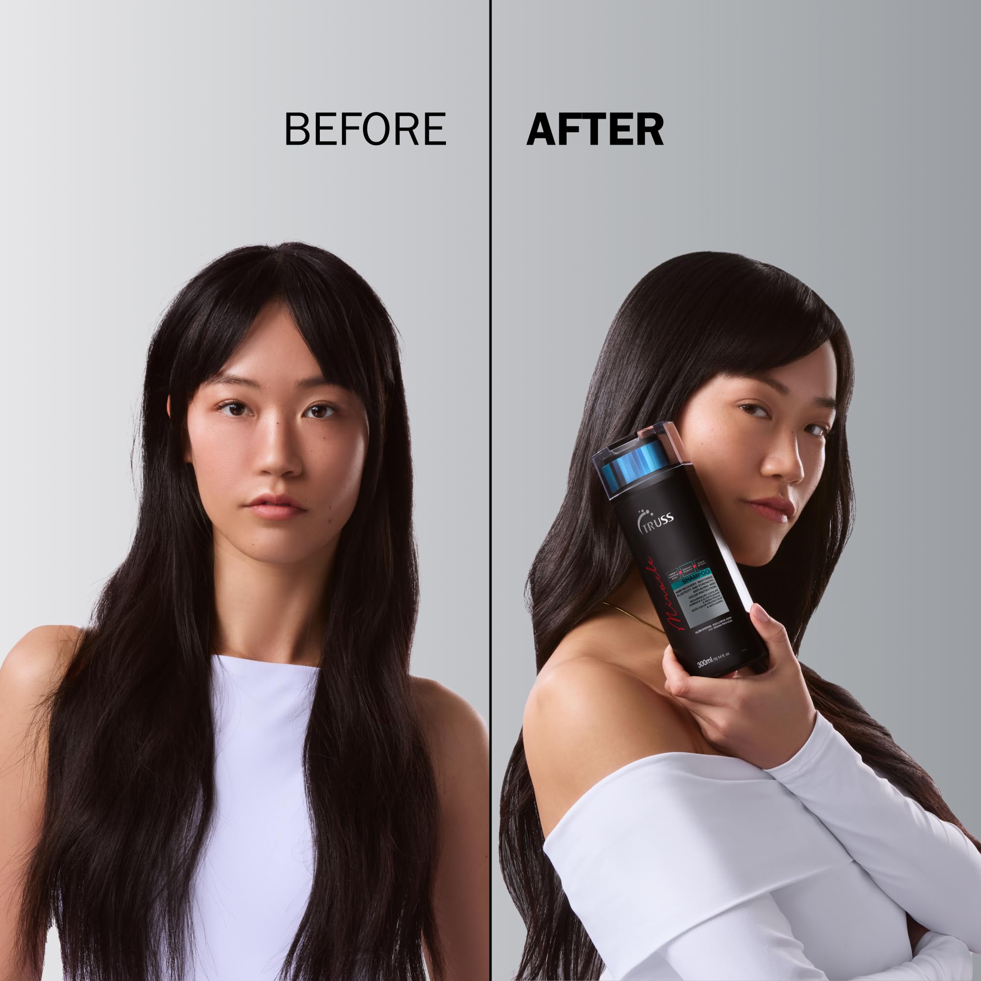 TRUSS Miracle Hair Shampoo color-protection close-up reinforces color vibrancy and shine.