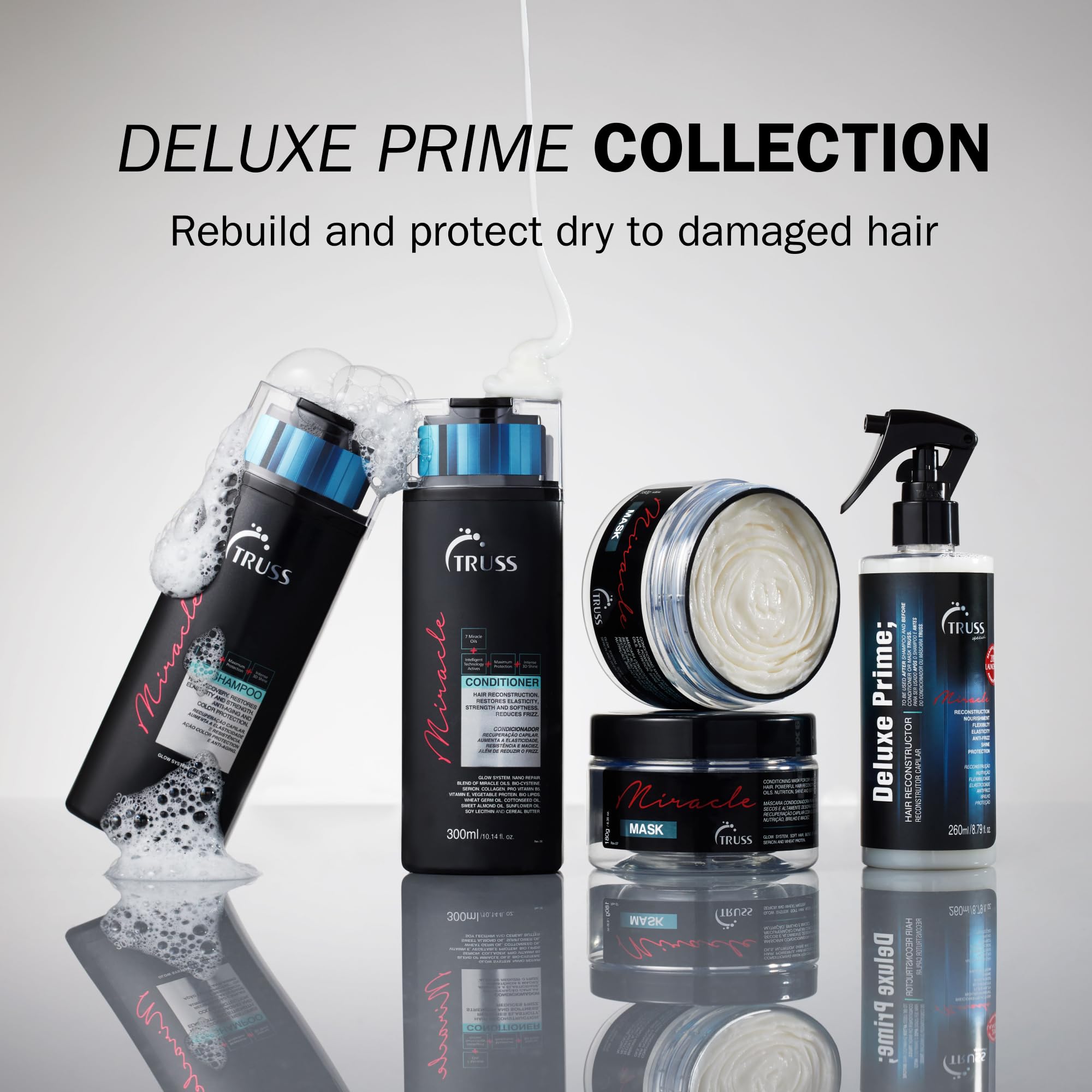 TRUSS Miracle Hair Shampoo curling scene demonstrates frizz control for defined curls.