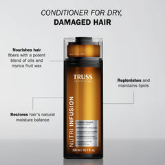 TRUSS Nutri Infusion conditioner application on hair shows smoother, more manageable ends