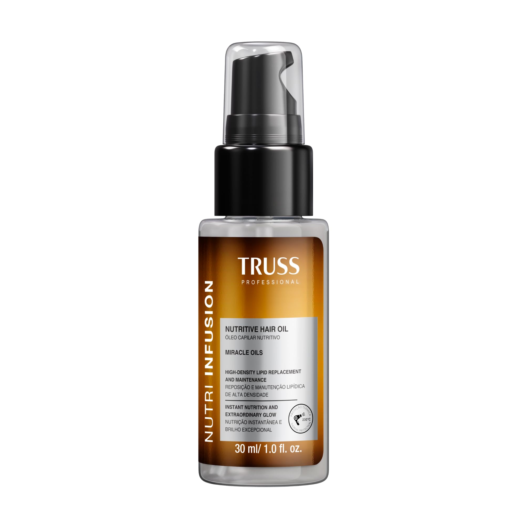 TRUSS Nutri Infusion Hair Oil bottle pour for lightweight hydration