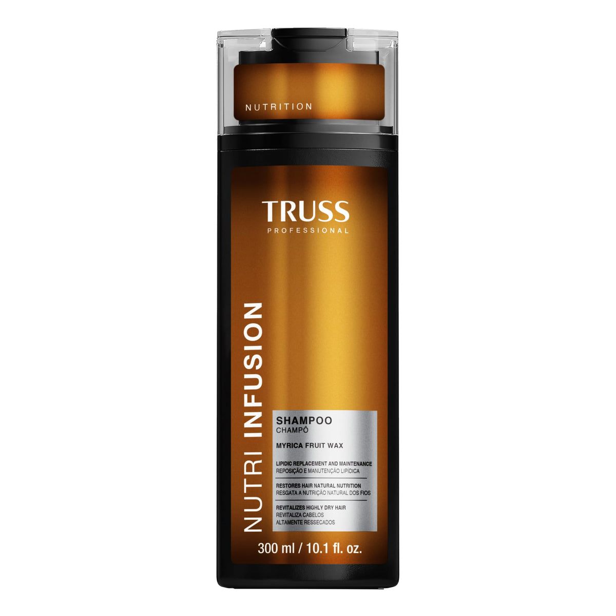 TRUSS Nutri Infusion Hair Shampoo bottle front highlighting hydration for dry, damaged hair