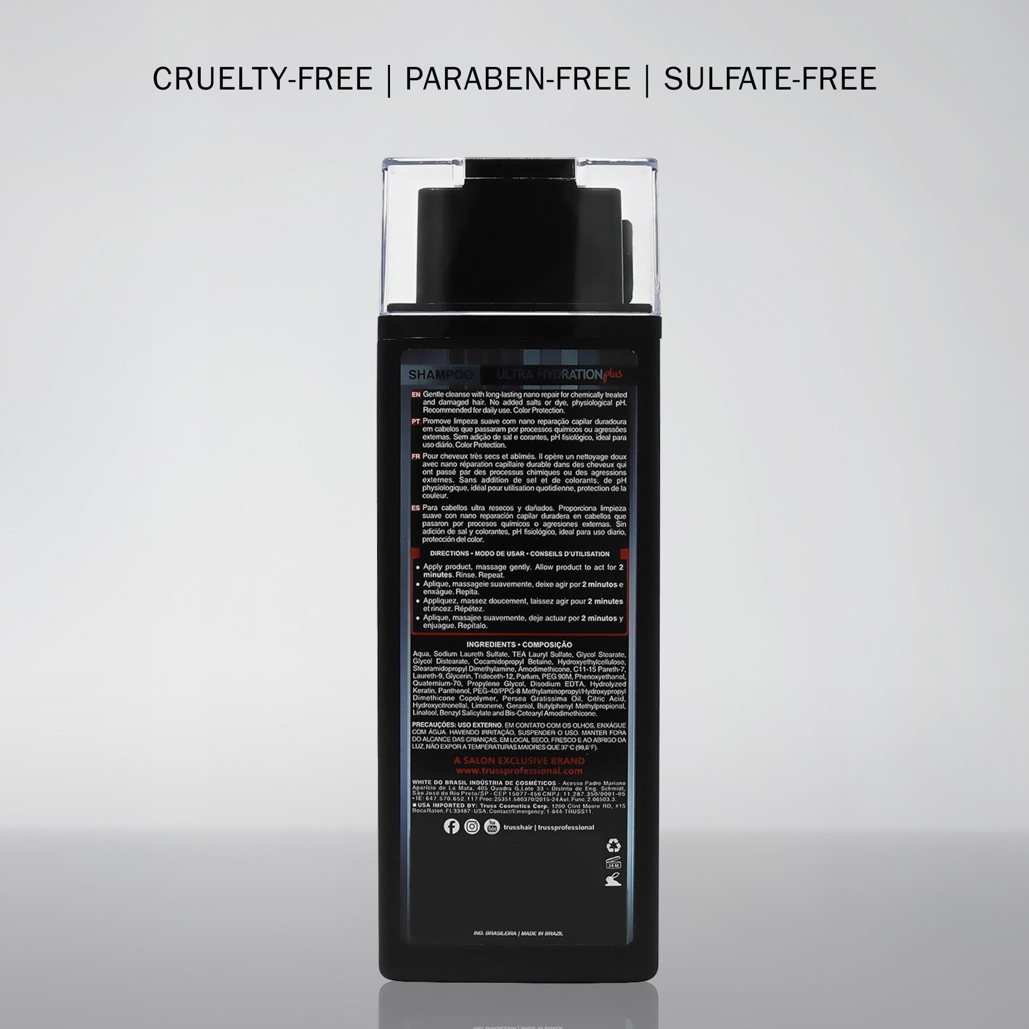 TRUSS Ultra Hydration Plus Shampoo pH-balanced formula supports daily use on all textures.