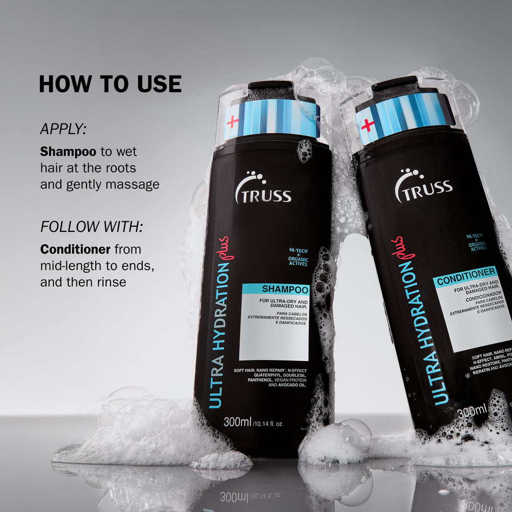 TRUSS Ultra Hydration Plus Shampoo smoothness closeup demonstrates frizz control.