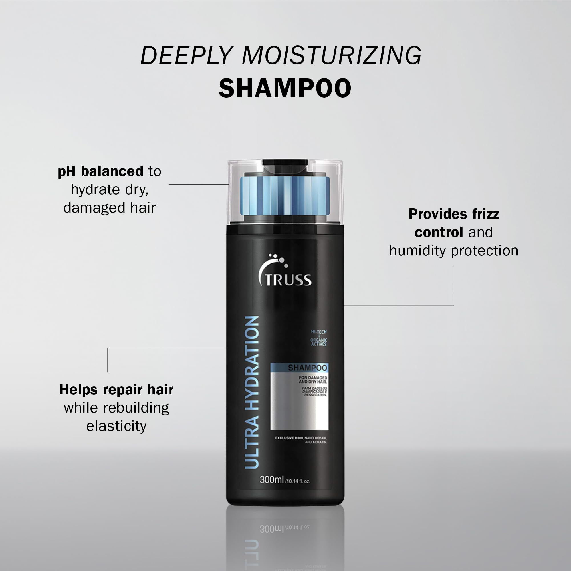 TRUSS Ultra Hydration Shampoo product shot highlighting color safe formula
