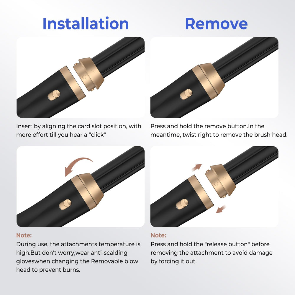 TryLater detachable heads allow quick switching between styles.