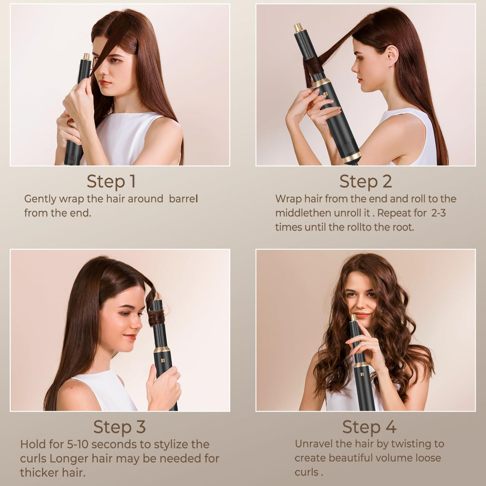 Trylater Hair Dryer Brush 5-in-1 magnetic heads ensure easy swaps for customized looks.