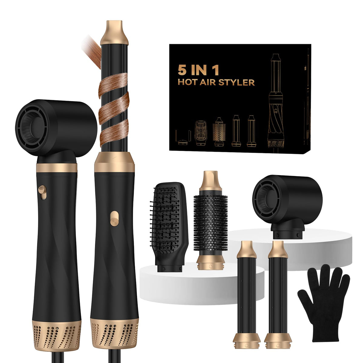 TryLater hair dryer brush 5in1 front view showcases quick-volumizing styling.