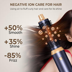 Trylater ionic airflow with Coanda effect reduces frizz.
