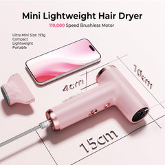 Trylater mini hair dryer travel bag-friendly size for buses, planes, gym.