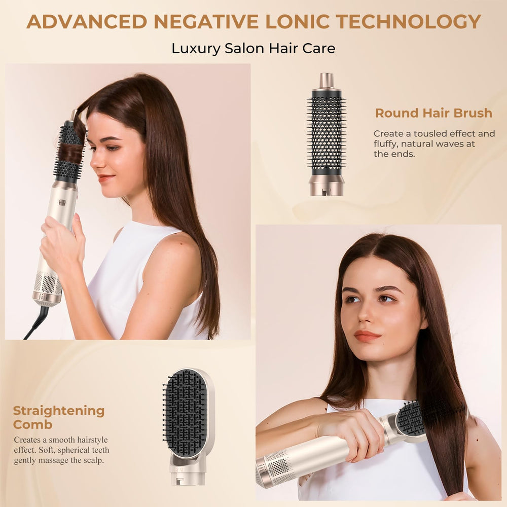 Trylater rotating air curler in motion, showcasing auto-wrap efficiency.