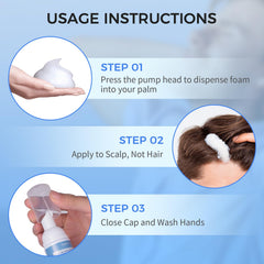 Trzsfr hair regrowth foam on scalp demonstrates fast-absorbing formula for daily use
