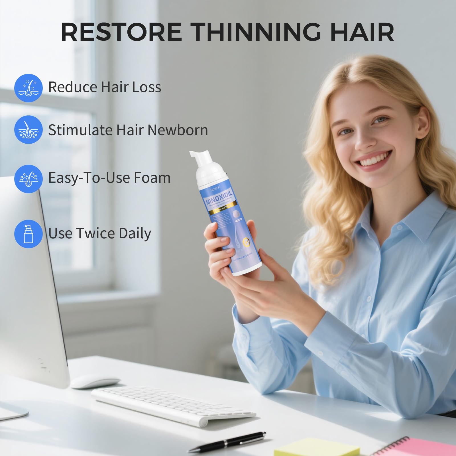 Trzsfr quick-dry non-greasy foam on scalp leaves no residue