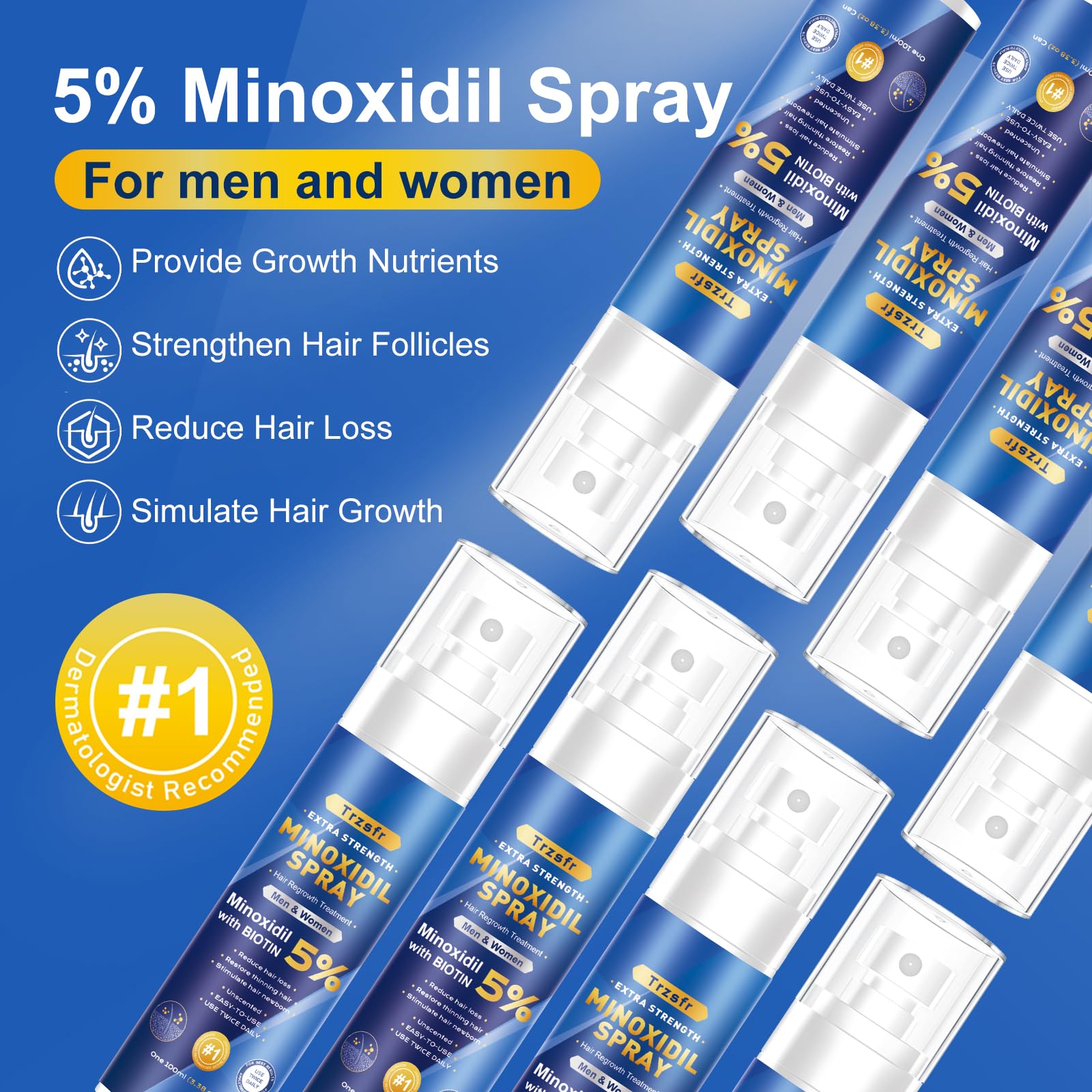 Trzsfr spray-on-scalp demonstrates precise targeted application for thinning hair areas.