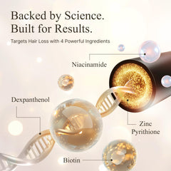 TS Gold Plus Shampoo biotin-niacinamide droplets showcase root nourishment.