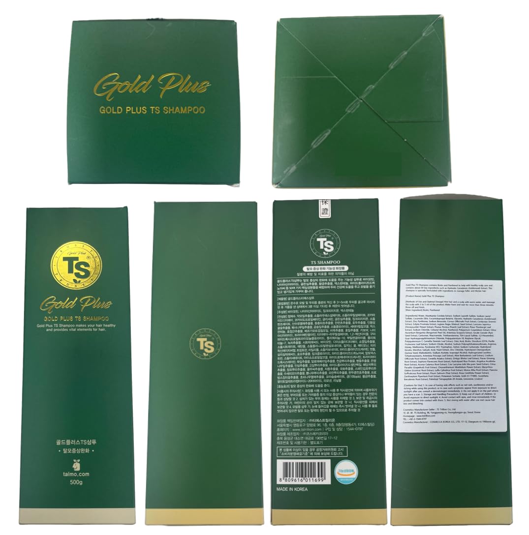 TS Gold Plus Shampoo scalp-refresh scene conveys cooling rinse and calm.