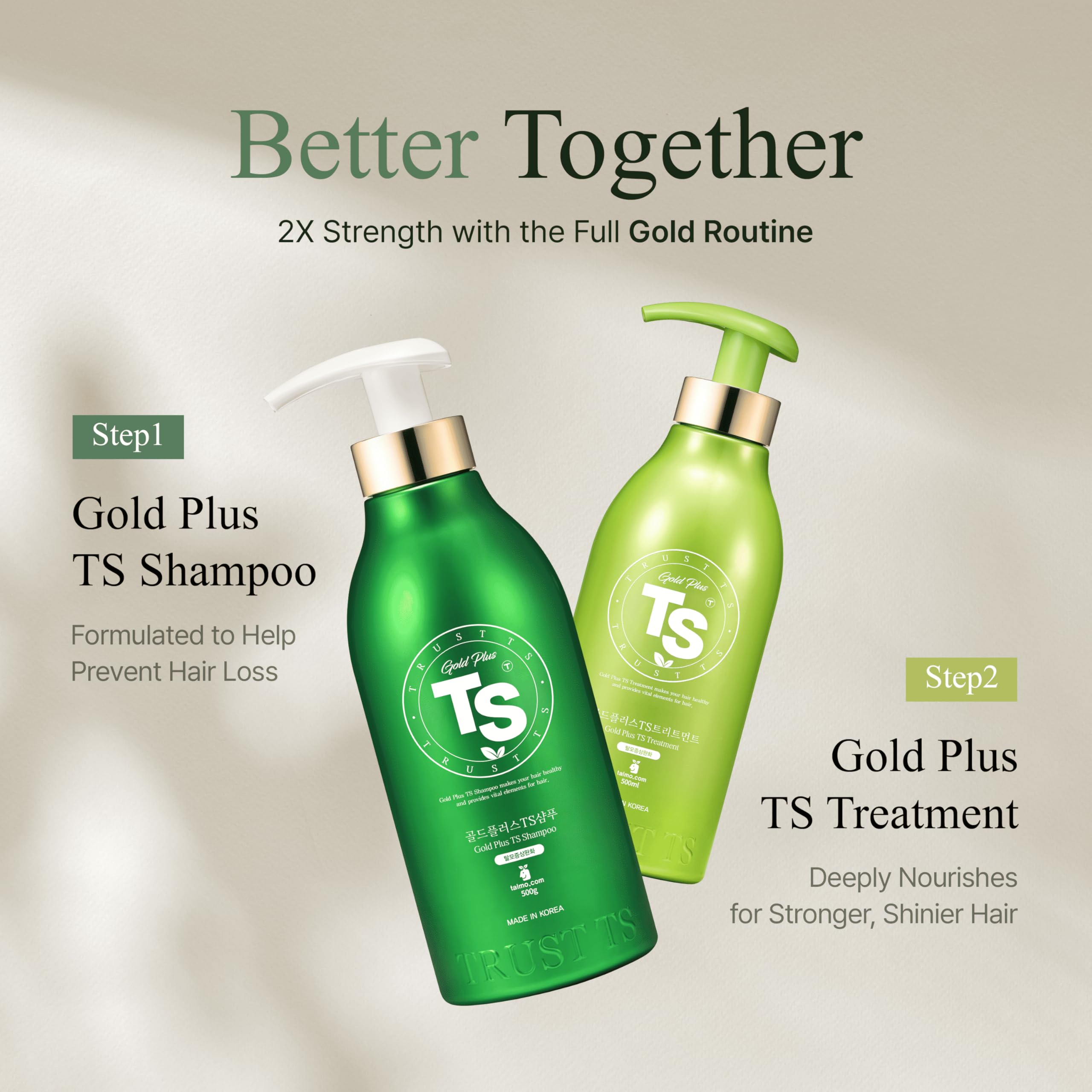 TS Gold Plus Shampoo sulfate-free-label image reinforces gentle daily use.