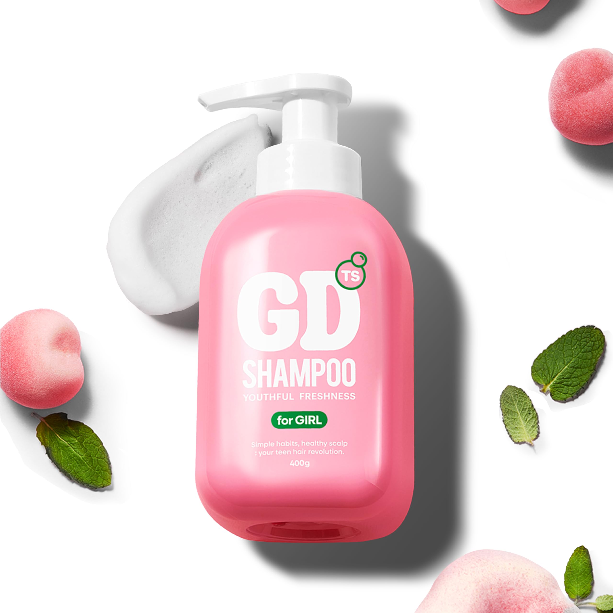TS GD Shampoo bottle front highlights teen-friendly anti-dandruff formula for oily scalp.
