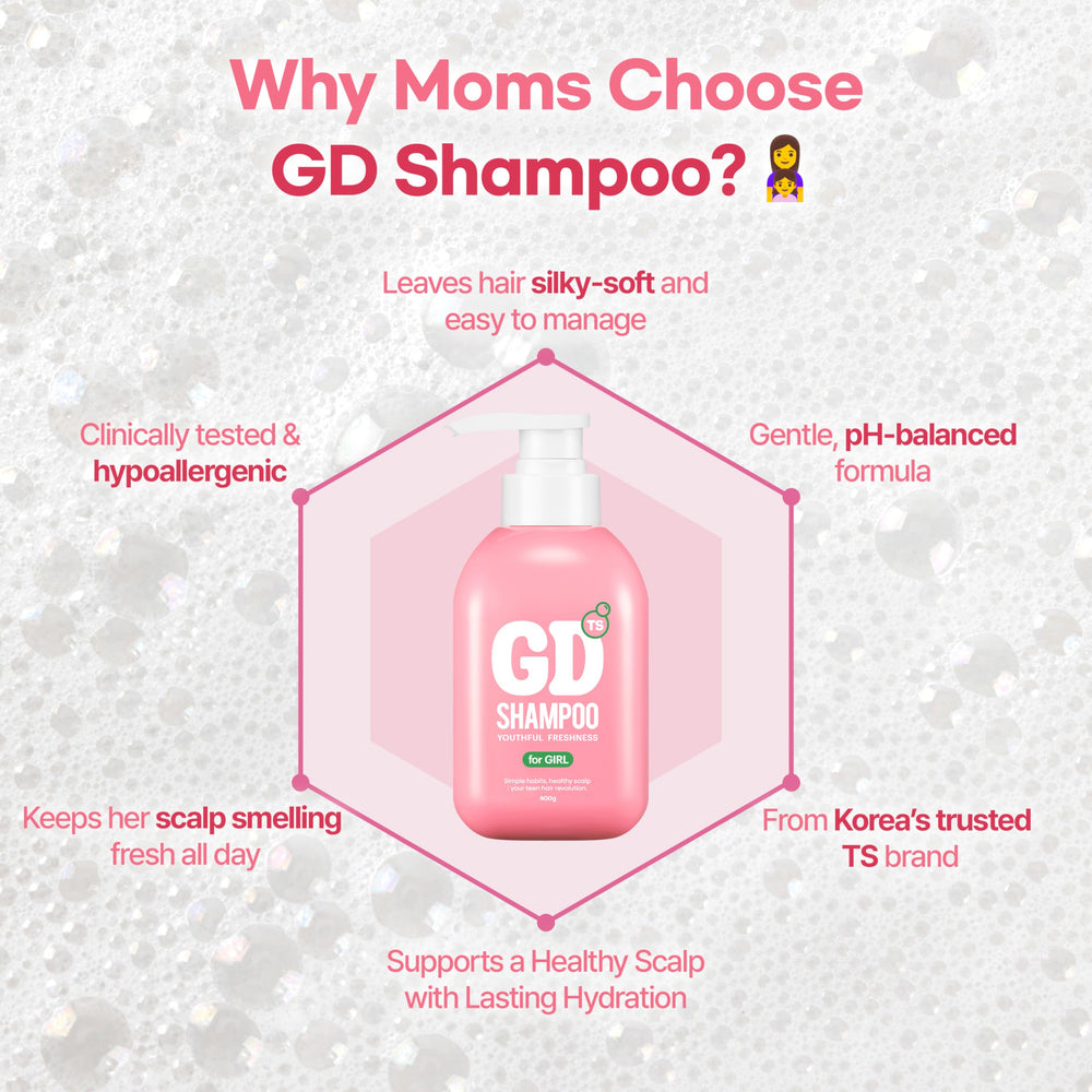 TS GD Shampoo teen hair wash application shows easy daily use for clean, balanced scalp.