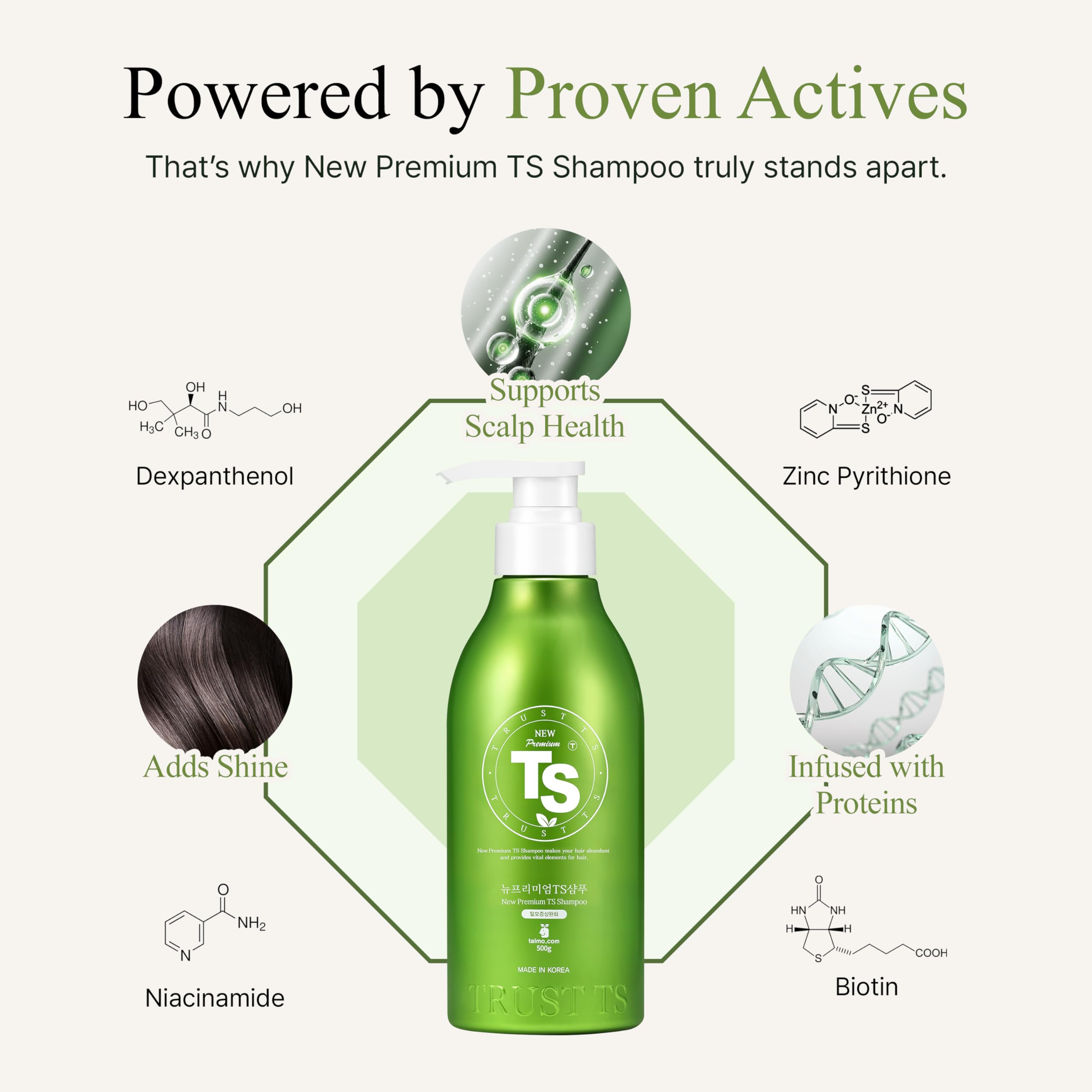 TS New Premium biotin-niacinamide focus shows hair strengthening and conditioning