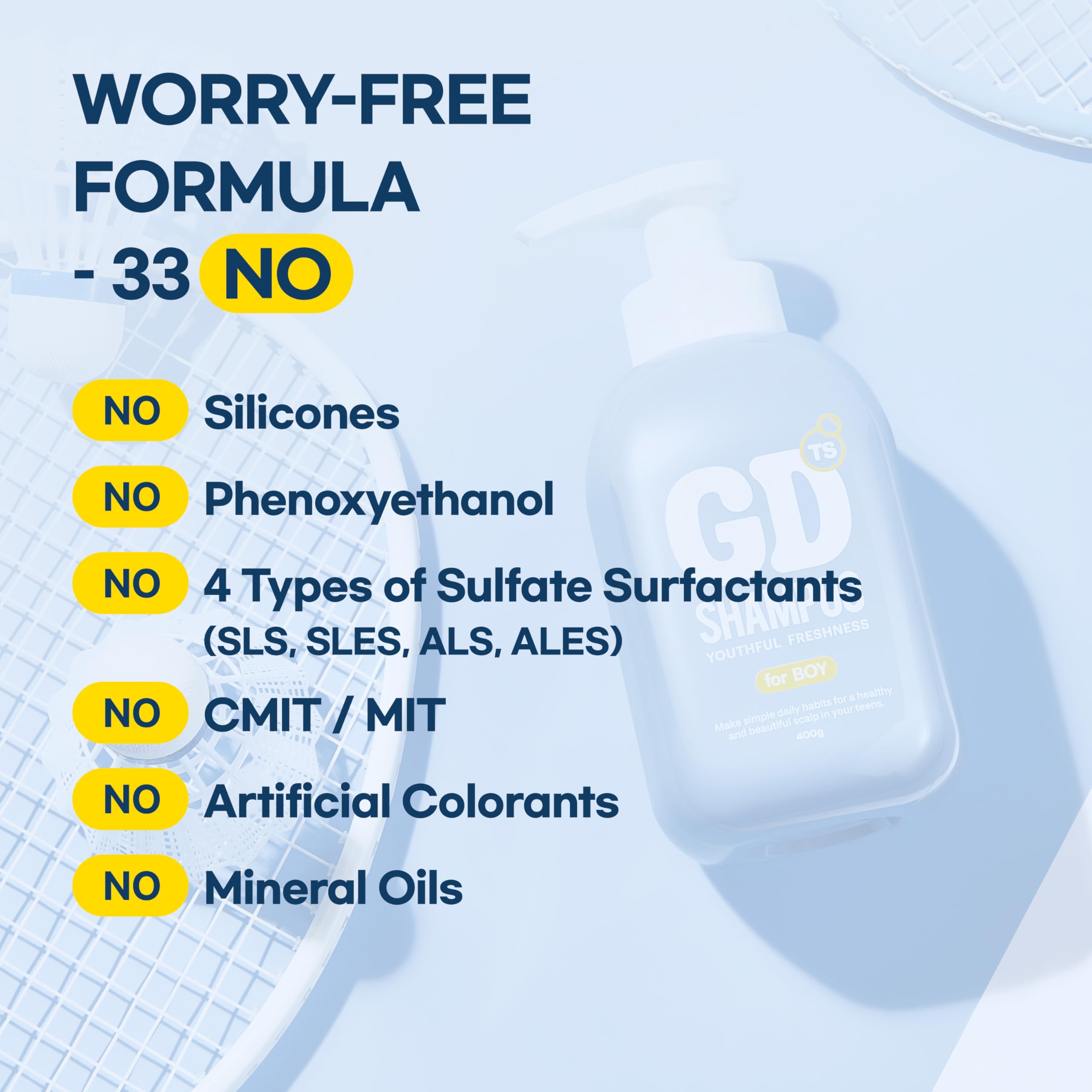 TS SHAMPOO clean gentle formula label emphasizes free-from ingredients