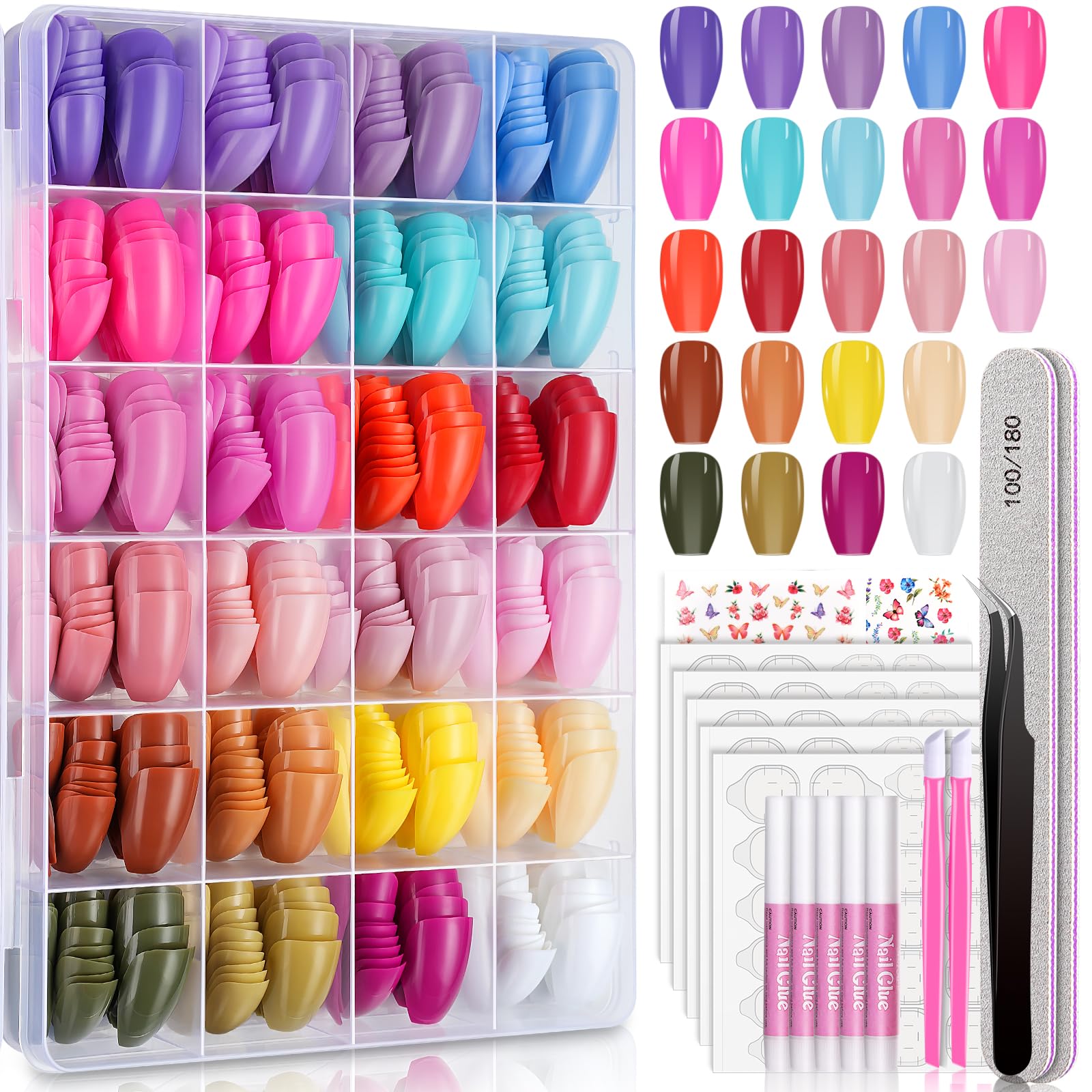 TsMADDTs 720pcs coffin nails in box for quick, mess-free nail styling at home