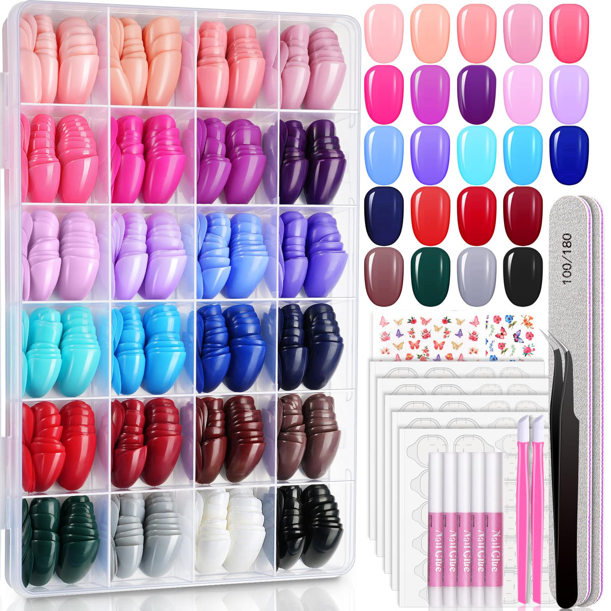 TsMADDTs 24 colors oval nails display for quick color options